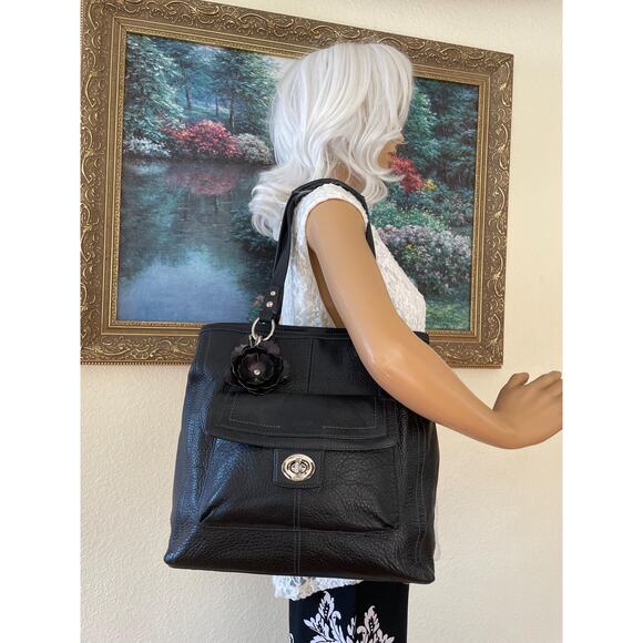 Coach penelope F19264 BLACK pebble Leather large Satchel BAG PURSE shoulder bag - Picture 3 of 10